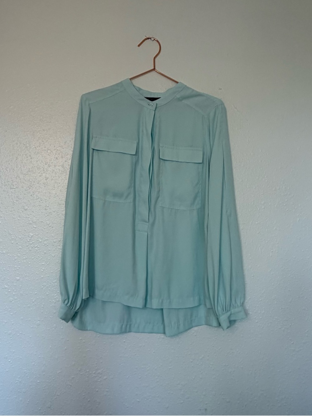 White House Black Market Mint Button-Front Blouse